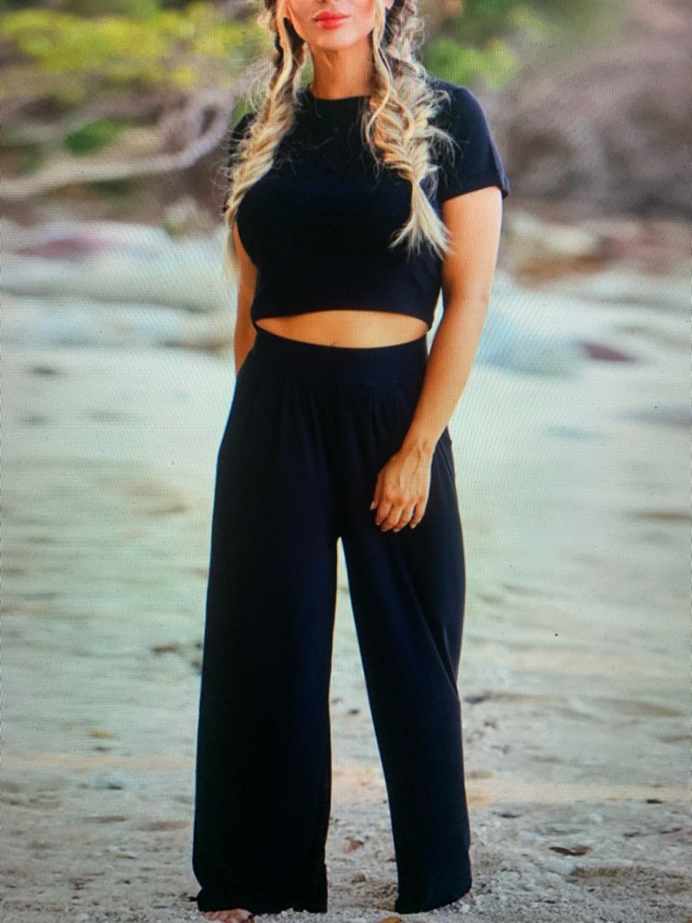 Black Wide-Leg Pants - Versatile Women's Pull-On Trousers - Picture 2 of 5